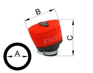 Filtro aria semicurvo d.36 interno